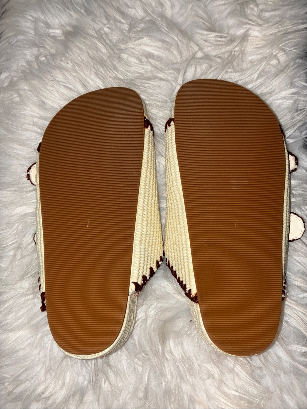 NEW LOEFFLER RANDALL Natural and Dark Brown Straw Theo Two Band Sandal Sz 7 - Picture 4 of 9